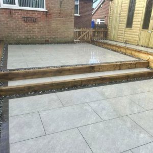 Terraced back garden patio area