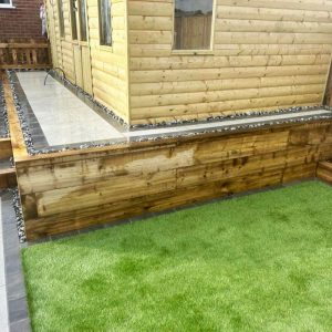 Artificial grass area in back garden
